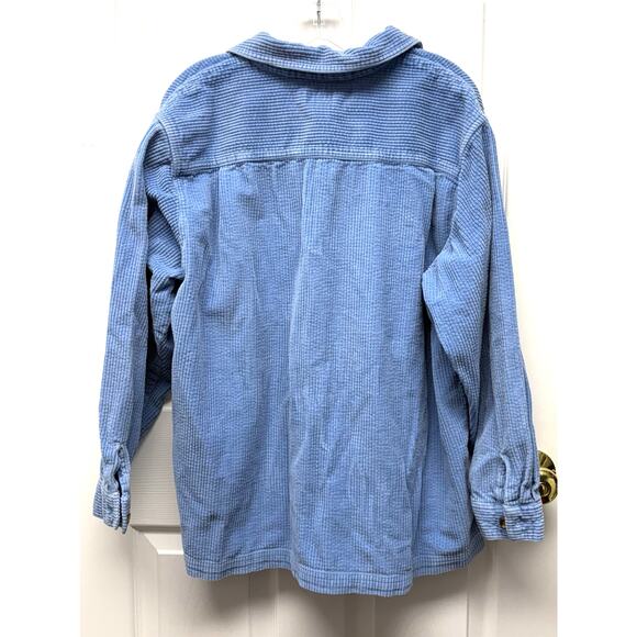 L.L. Bean Corduroy Shacket Sky Blue Wide Wale Button Up 100% Cotton Women’s 1X - Picture 2 of 5